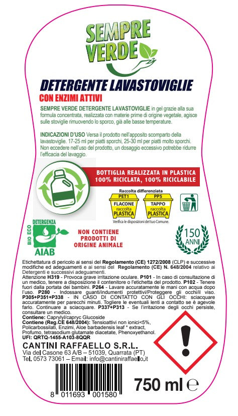 Detergente lavastoviglie in gel Sempreverde - Limone